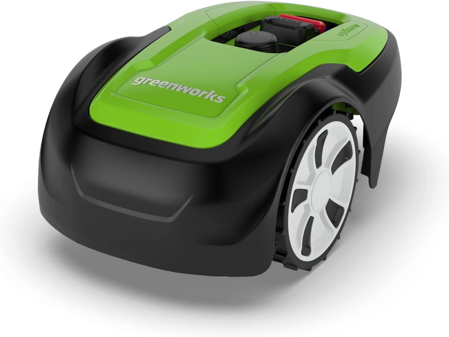 Greenworks Optimow 10 Rasenmäherroboter für Rasenflächen bis 1000 m2 mit 35 % Gefälle, extrem leise, 4G-gesteuert, erweiterte Sicherheitsfunktionen, Diebstahlschutz, 3 Jahre Garantie