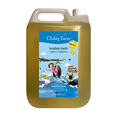 Childs Farm - Schaumbad für Kinder, reinigt sanft, empfindliche Haut, Bio-Himbeere, 5 Liter Nachfüllpack