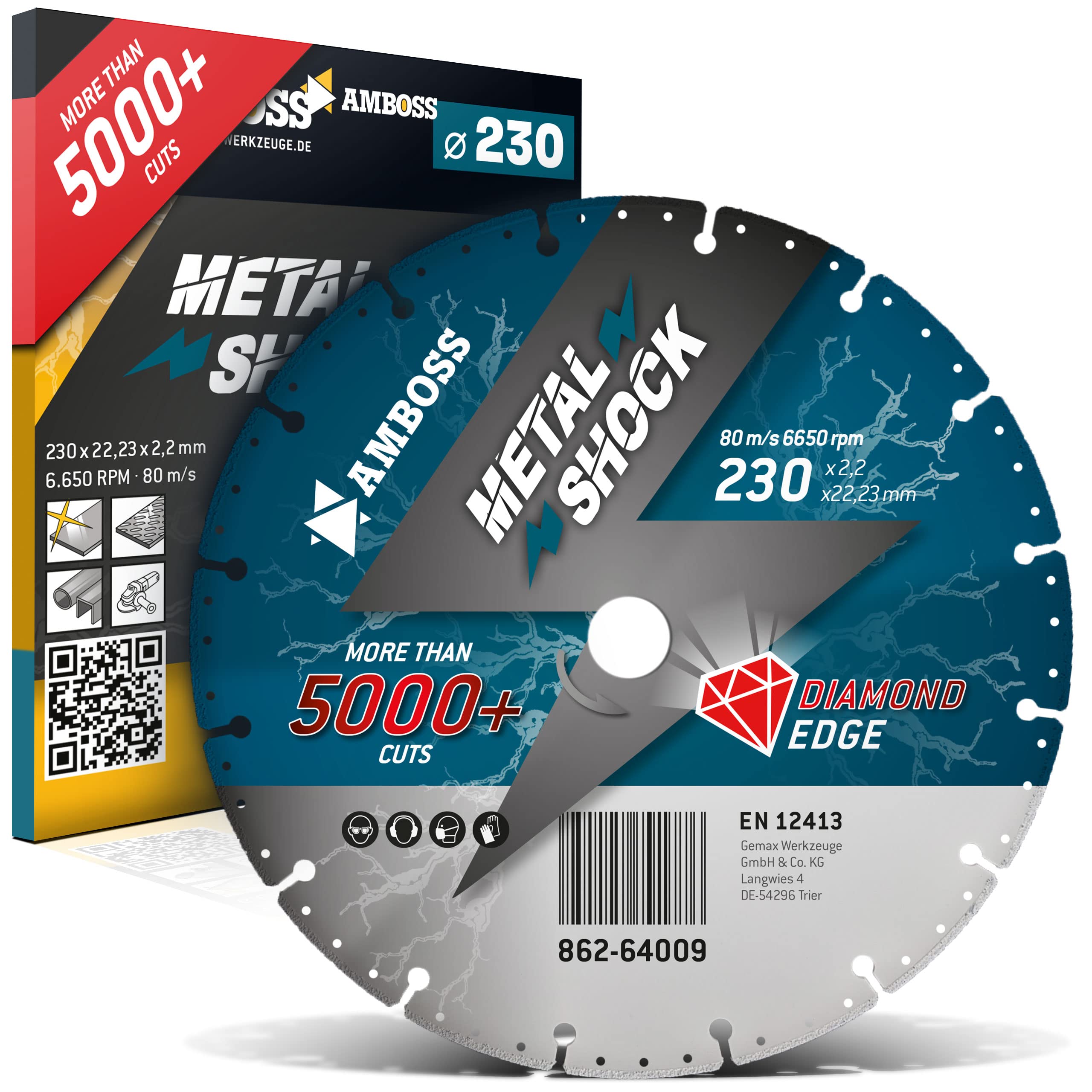 Amboss Diamant Trennscheibe Metal Shock 5000+ für Metall/Stahl/Inox - 230 x 2,2 x 22,23 mm