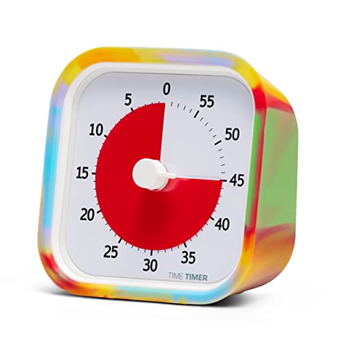 Time Timer MOD Tie Dye – Spezial-Edition – Visueller Timer für Kinderlernen, Bürouhr für Lehrer, Heimstudio, Meetings, mit leisem Betrieb