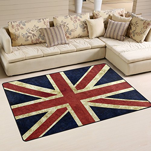 Use7 Teppich mit britischer Flagge, Vintage-Stil, rutschfest, für Wohnzimmer, Schlafzimmer, 100 x 150 cm