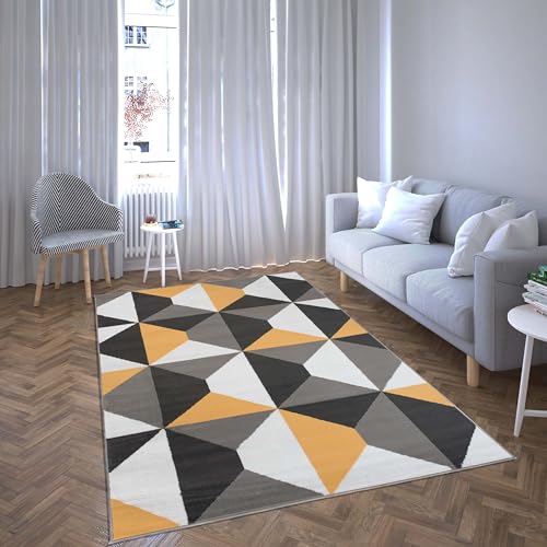 decorwelt | Teppich Wohnzimmer Waschbar Kurzflor Teppiche Grau - 200 x 300 cm - Wohnzimmerteppich Schlafzimmer Modern