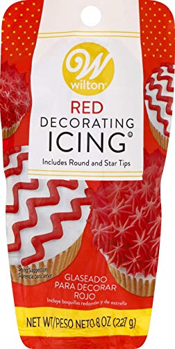 Wilton 704-4299 Red Decorating Icing 8 Ounce, with Plastic Tips