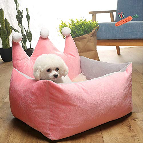 Meiju Hundebett für Katzen und Hunde mit Plüsch, Deluxe Runde Baumwolle Hundesofa Hundematte weichem rutschfest Katzenbett (M,Pink)