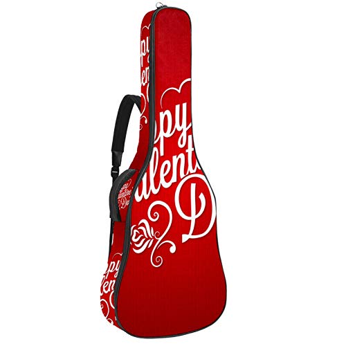 Gitarrentasche mit Reißverschluss, wasserdicht, weich, für Bassgitarre, Akustik- und klassische Folk-Gitarren-Tasche, Happy Valentine's Day Red Love