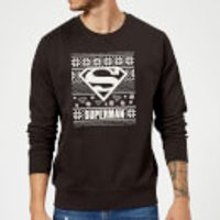 DC Superman Logo Weihnachtspullover - Schwarz - L