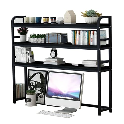 Kamnik Desktop-Bücherregal für Computertisch – 3-stufiges, verstellbares Schreibtisch-Organizer-Rack, Mehrzweck-Bücherregal für Arbeitsplatten, freistehendes Lagerregal aus Metall, für Büro-/Wohnhe