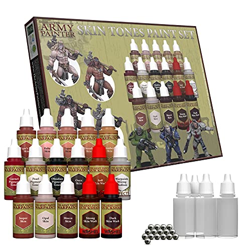 The Army Painter | Skin Tones Paint Set | 12 Acrylic Warpaints 3 Quickshade Washes for Tabletop and Roleplaying Miniature Hobby Painting