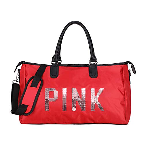 Sporttasche，Gym Bag Fitnessbeutel Weibliche große Kapazität fotografische Handtasche Sporttasche wasserdichte Gepäcktasche Kurzer Reisetasche (Color : Red)