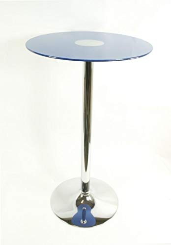 HeuSa Tech Bistro Tisch Glasplatte rund 102 cm Tischplatte Glastisch Stehtisch Modell Berlin (Blau)