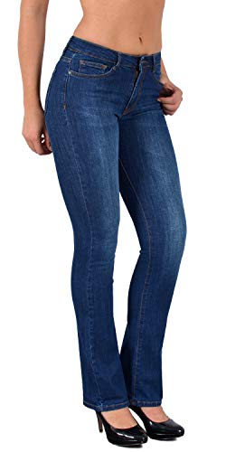 ESRA Damen Jeans Bootcut Jeanshose Schlaghose Damen Hose bis Übergröße J111