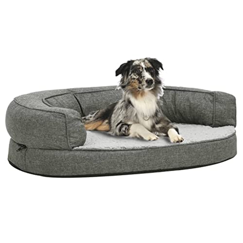 Animals & Pet Supplies,Pet Supplies,Dog Supplies,Dog Beds,Ergonomic Dog Bed Mattress 90x64cm Linen Look Fleece Grey