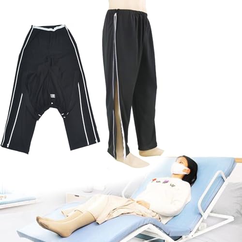 Patienten Hose,Winter Plus Samt Kleidung Für Behinderte,Kleidung Für Ältere Patienten Mit Behinderungen Mit Reißverschluss,Einfach An- Und Auszuziehen Patienten Hose (Black XL)