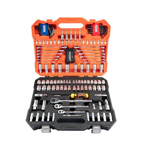 Vanquish 162-teiliges professionelles Mechaniker-Werkzeug-Set, Steckschlüssel-Set, gemischtes Handwerkzeug-Set mit Aufbewahrungskoffer, NW8003