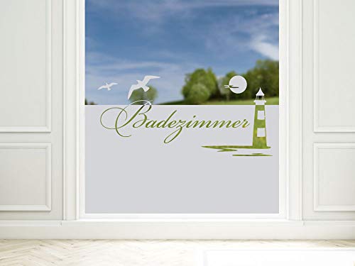 Graz Design 980091_90x57 Fensterdekor Milchglasfolie Sichtschutz Folie Badezimmer Leuchtturm (Größe=90x57cm)