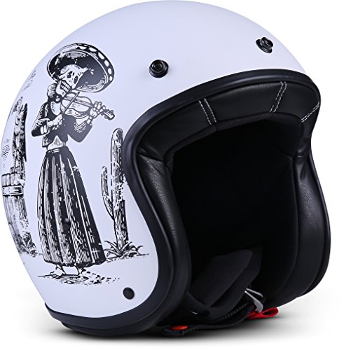 Rebel R9 Motorrad-Helm Roller-Helm, ECE Fiberglas SlimShell Tasche, S (55-56cm), Skeleton