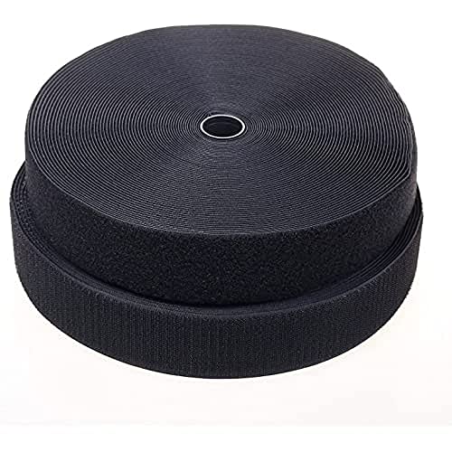 25m x 50mm Klettband (25m Flausch & 25m Hakenband), 50mm breit, Rückseite des Bandes ist Nicht selbstklebend, Flausch & Haken, Schwarz KXB5030 Black