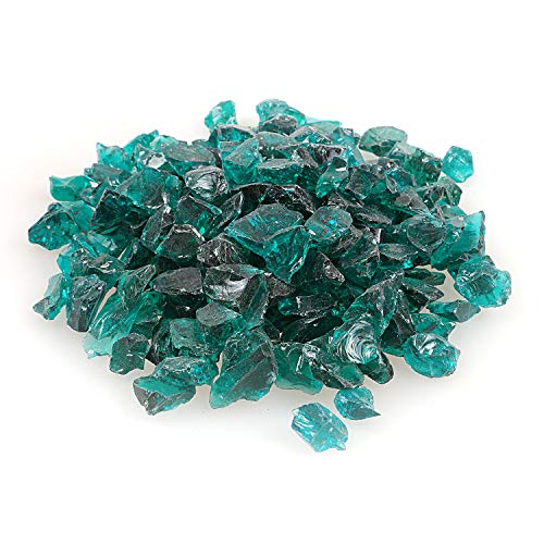 Shiny Stone Reflektierender Feuerglas-Kies, mit hohem Glanz, Feuersteine, Feuersteine, Chips für Feuerstelle, Aquarium, Garten, 1–2 cm, 540 g (türkis)