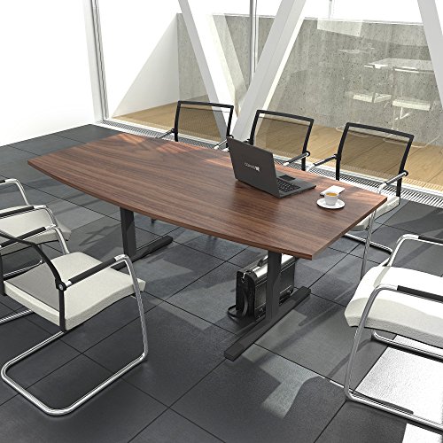 EASY Konferenztisch Bootsform 180x100 cm Nussbaum Besprechungstisch Tisch, Gestellfarbe:Anthrazit