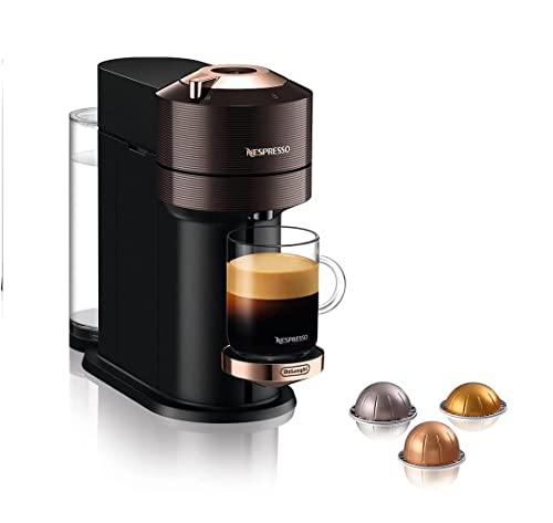 De'Longhi Nespresso Vertuo Next Kaffee- und Espressomaschine mit integriertem WiFi und Bluetooth, Automatische Kapselmaschine mit Ein-Berührungssystem, Braun