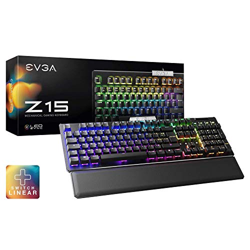 EVGA Z15 RGB Gaming Tastatur, RGB Hintergrundbeleuchtung LED, Hot Swappable Mechanische Kailh Speed Silver Switches (linear)