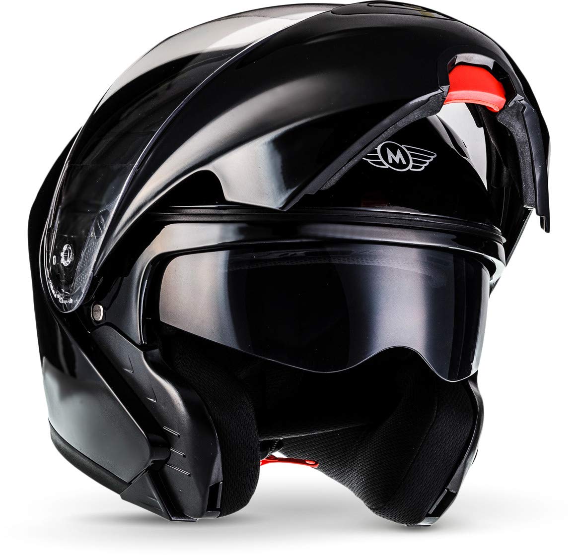 Moto Helmets® F19 „Gloss Black“ · Motorrad-Helm · Klapp-Helm Modular-Helm Flip-up Integral-Helm Motorrad-Helm Roller-Helm Sport · ECE 22.05 Sonnenvisier Schnellverschluss Tasche XS (53-54cm)