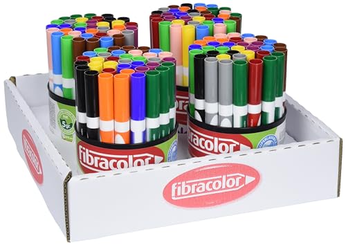 Fibracolor Colormaxi Tablett, 144 Filzstifte, konisch abwaschbar
