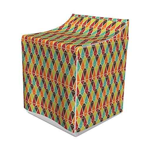 ABAKUHAUS Retro Waschmaschienen und Trockner, Abstrakte geometrische Komposition mit Triangles in verschiedenen Farben Old Mosaic Grid, Bezug Dekorativ aus Stoff, 70x75x100 cm, Mehrfarbig