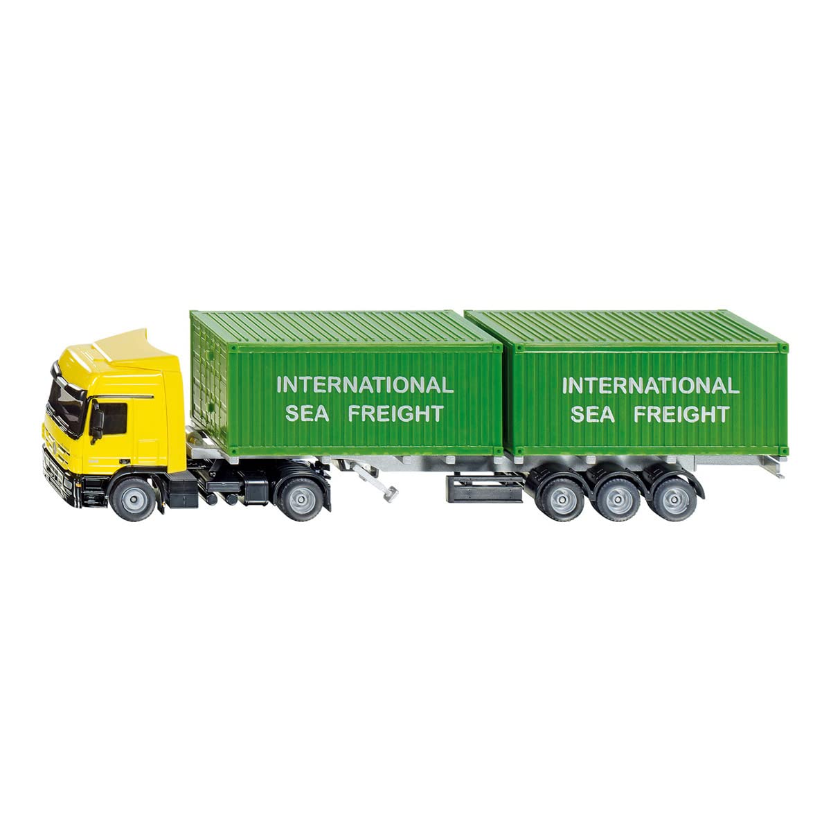 siku 3921, LKW mit Container, 1:50, Metall/Kunststoff, Gelb/Grün, Inkl. 2 Container, Variierbare Anhängerlänge