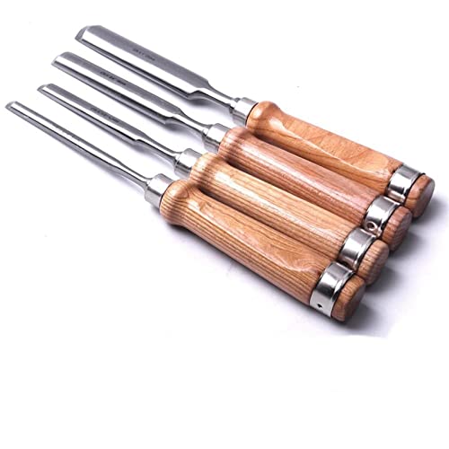 4 Stück 8 mm, 12 mm, 18 mm, 25 mm, halbrunder Holzschnitzmeißel, Chrom-Vanadium-Stahlklinge, Holzmeißel, Hohlröhre für Holzbearbeitungswerkzeuge