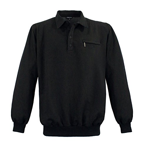 Lavecchia Übergrößen Sweatshirt Herren Langarmshirt Langarm Polo Shirt Poloshirt LV-705S (Schwarz, 7XL)