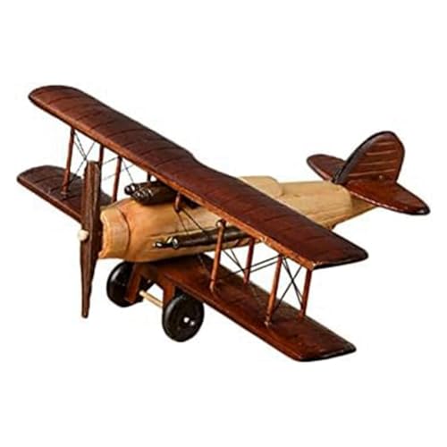 RIVNN Retro-Flugzeug-Handicraf-Holzflugzeugmodell, Vintage-Doppeldecker-Modell, Desktop-Dekoration, Foto-Requisiten, Souvenir, Sammlerstück, Langlebig, 35 X 31 X 10 cm