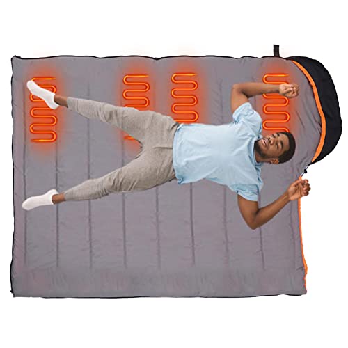 Beheizter Schlafsack – wasserdichter beheizter Schlafsack mit 4 Heizzonen | funktioniert mit einem externen Akku oder einem Typ-C/USB-Netzschlafsack für Cipliko
