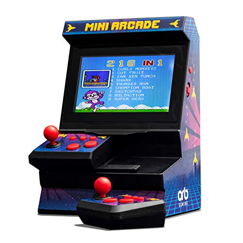 Monsterzeug Retro Mini Spielautomat mit Dual-Controller, Arcade Automat, Mini Spielekonsole, 80er Jahre Spieleautomat