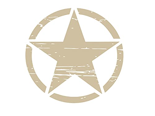 Auto Aufkleber ARMY Militär Stern Sticker Wandtattoo Wandaufkleber USA Star Armee Amerika (M 50cm x 50cm, Beige)