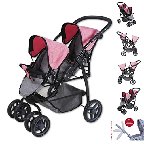 Knorrtoys® Puppen-Zwillingsbuggy »Milo - jeans grey«