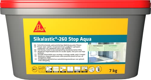 SIKA - Sikalastic 260 Stop Aqua - gebrauchsfertige Membrane für Badezimmer und Duschen - schnell trocknend - 7 kg - Hellgrau