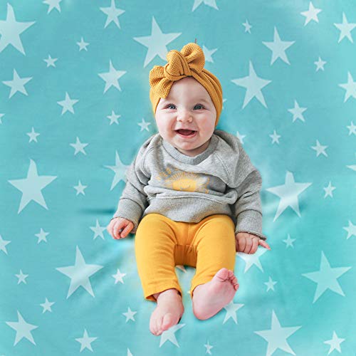 Meisax Wickelunterlage Waschbar Säugling für Babys und Kleinkinder Baumwollfaser Weich und Atmungsaktiv Wasserdicht Wiederverwendbare Urin Matte Abdeckung (Sterne Blau, L - 60 x 75cm)