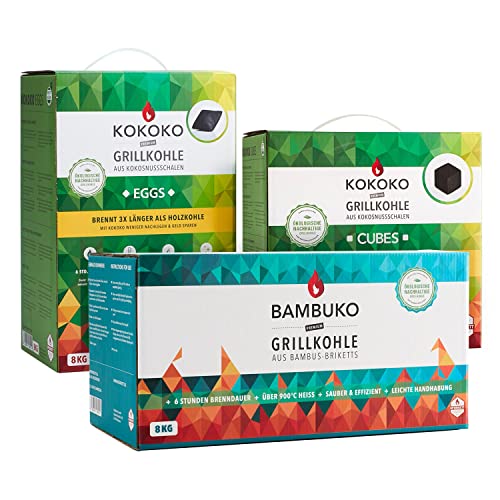 Set-Angebot: KOKOKO Cubes, KOKOKO Eggs & BAMBUKO, 26 kg Premium Grillbriketts