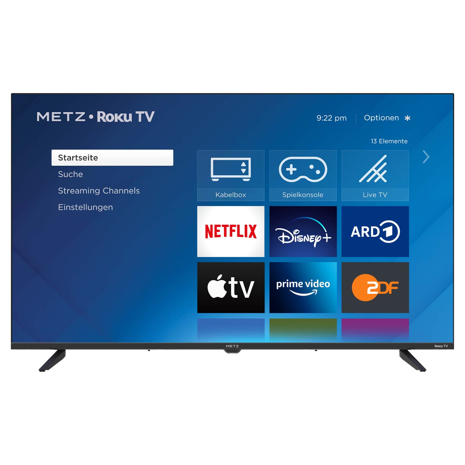 METZ Blue Roku TV, HD Smart TV, 32 Zoll, 80 cm, Fernseher mit Triple Tuner, TV mit WLAN, LAN, HDMI, USB, 2 Monate RTL+ GRATIS, 32MTD3011Z