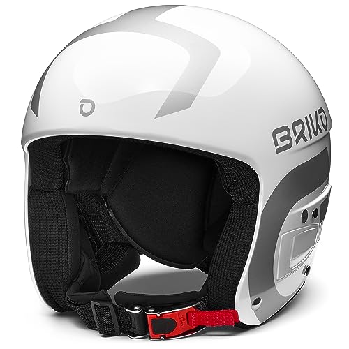 Briko Unisex Kinder Helm Helmet, Shiny White-Silber, XS