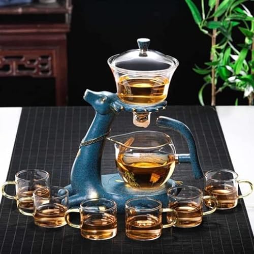 VIXDA Kungfu Glas-Tee-Set, magnetische Wasserumleitung für Küche, lose Teesiebe, Wasserkocher, Teekocher, Gläser, magnetisches Teekannen-Set