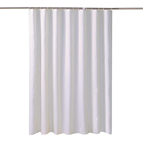 Einfarbiger Badvorhang, Weiß, einfache Duschvorhänge, hohe Qualität, wasserdicht, bequem für Badezimmer, mit 12 Haken, 100 x 204 cm/39 x 80 Zoll (B x H).