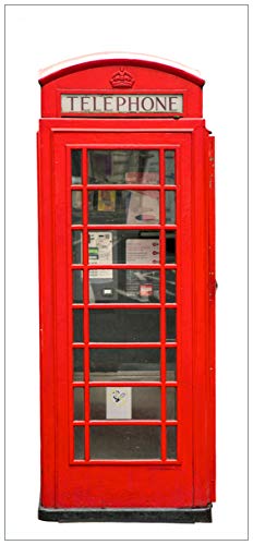 Wallario Selbstklebende Türtapete London Rote Telefonzelle - Türposter 93 x 205 cm Abwischbar, rückstandsfrei zu entfernen