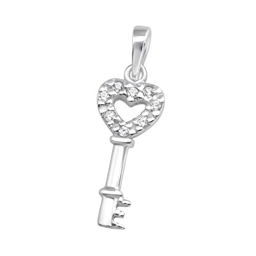 Bungsa® Anhänger Schlüssel mit Kristallen für Damen aus .925 Sterling Silber