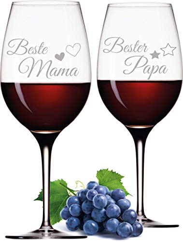 FORYOU24® Weinglas Set mit Gravur Motiv Beste Mama und Bester Papa Wein-Glas graviert