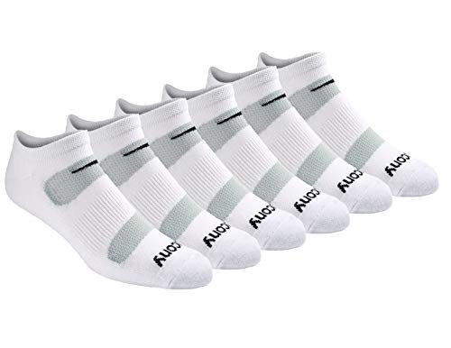 Saucony Herren Multipack Mesh belüftet Komfort Fit Performance No-Show Socken Laufsocken, Weiß (6 Paar), 49-51 EU (6er Pack)