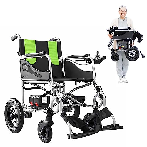 Bueuwe Elektrischer Rollstuhl Leicht Faltbar Elektrorollstuhl, Elektrische Rollstühle, Elektrisch Reiserollstuhl für ältere und Behinderte Menschen, Lithium-Batterien, Aluminium,20 km reichweite