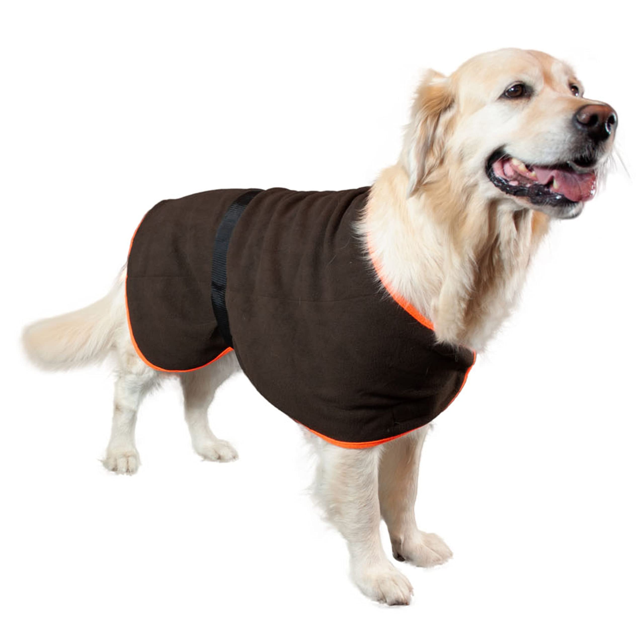 4adventures HUBERTUS Hunde Fleece Abschwitzdecke Trocken Mantel mit Membrane Drückjagd Entenjagd Wasserarbeit (XXL)