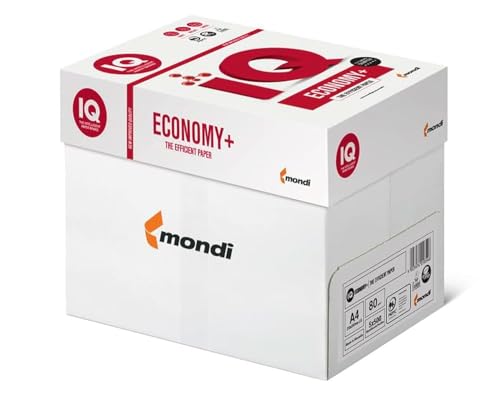 Mondi IQ Economy+ A4-Papier, 80 g/m², Druck- und Kopierpapier, eine Box mit 5 Ries